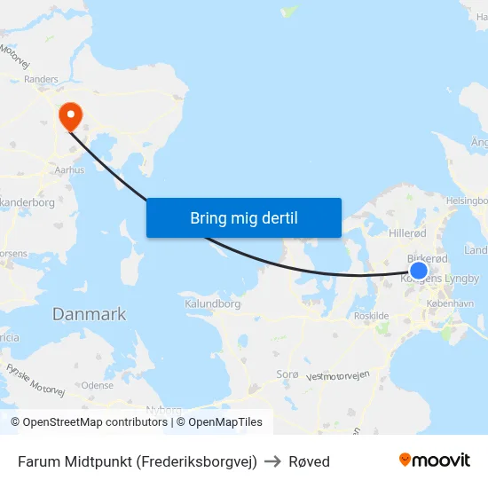 Farum Midtpunkt (Frederiksborgvej) to Røved map