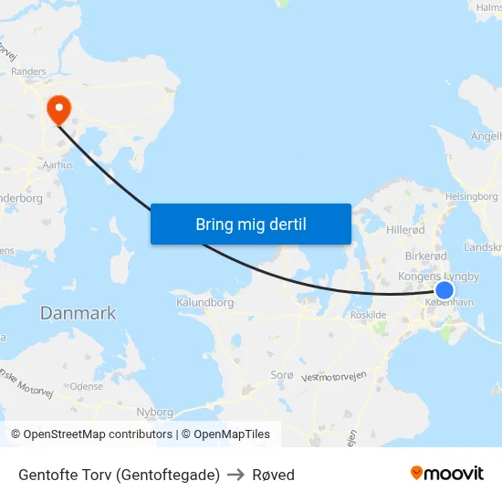 Gentofte Torv (Gentoftegade) to Røved map
