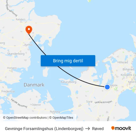 Gevninge Forsamlingshus (Lindenborgvej) to Røved map