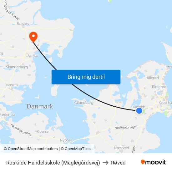 Roskilde Handelsskole (Maglegårdsvej) to Røved map