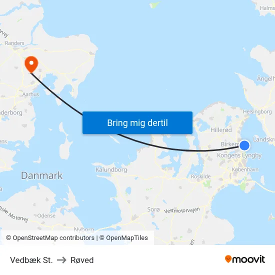 Vedbæk St. to Røved map