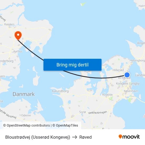 Bloustrødvej (Usserød Kongevej) to Røved map