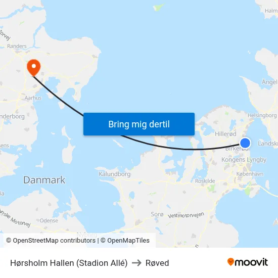 Hørsholm Hallen (Stadion Allé) to Røved map