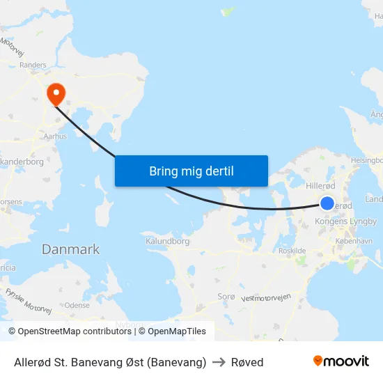 Allerød St. Banevang Øst (Banevang) to Røved map