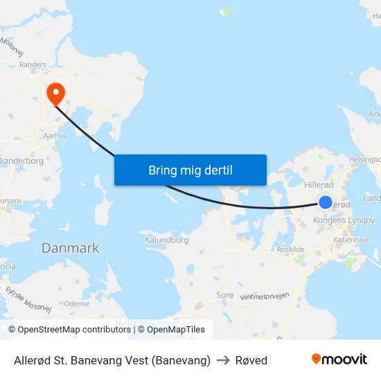 Allerød St. Banevang Vest (Banevang) to Røved map
