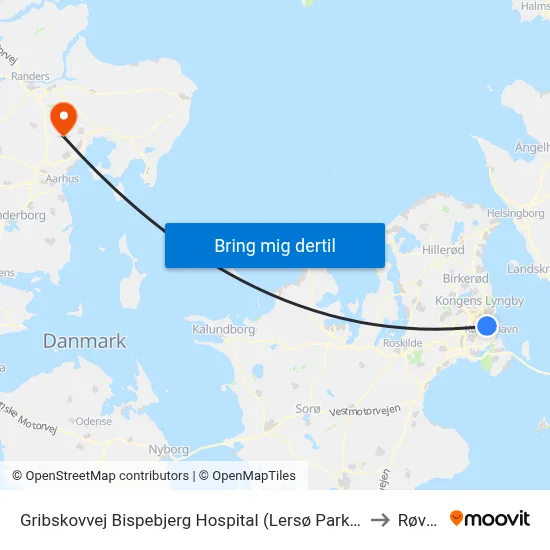Gribskovvej Bispebjerg Hospital (Lersø Parkallé) to Røved map