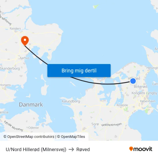 U/Nord Hillerød (Milnersvej) to Røved map
