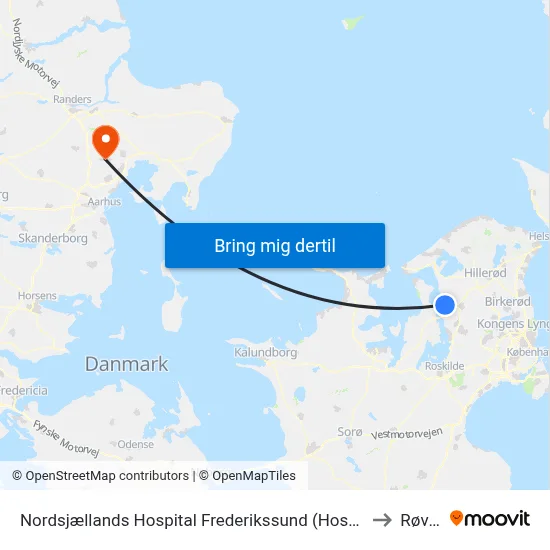 Nordsjællands Hospital Frederikssund (Hospitalvej) to Røved map