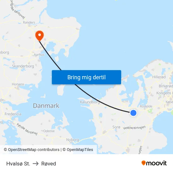 Hvalsø St. to Røved map