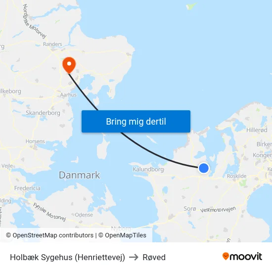 Holbæk Sygehus (Henriettevej) to Røved map