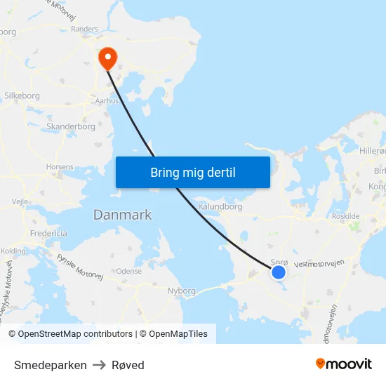 Smedeparken to Røved map