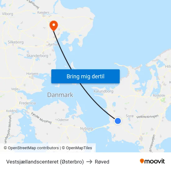Vestsjællandscenteret (Østerbro) to Røved map