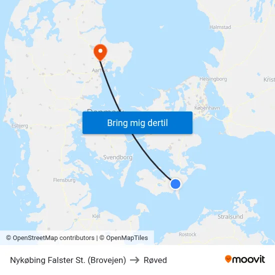 Nykøbing Falster St. (Brovejen) to Røved map