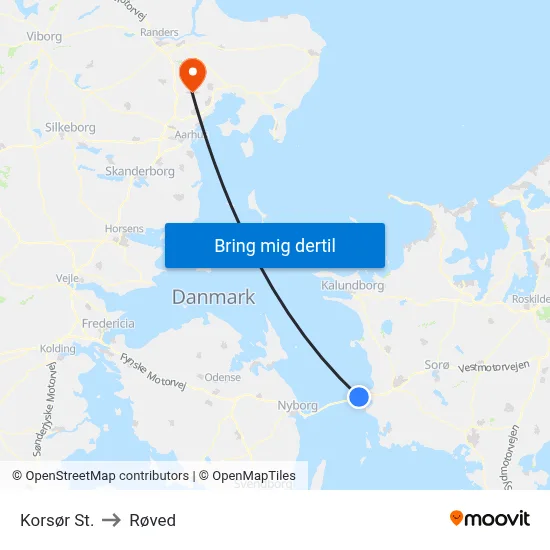 Korsør St. to Røved map