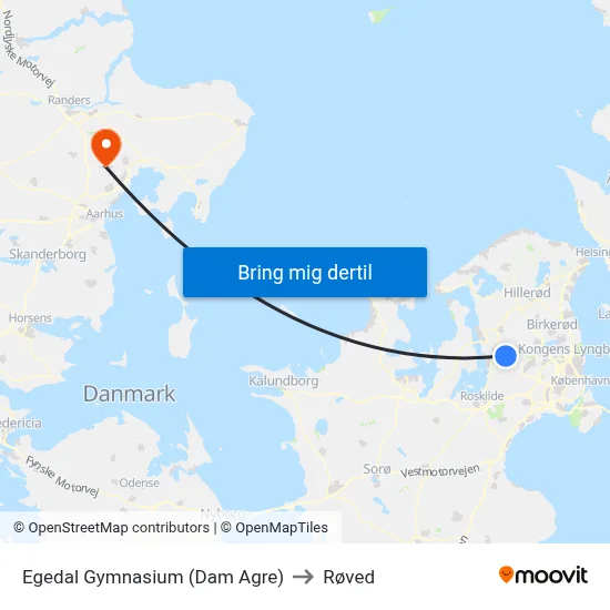 Egedal Gymnasium (Dam Agre) to Røved map