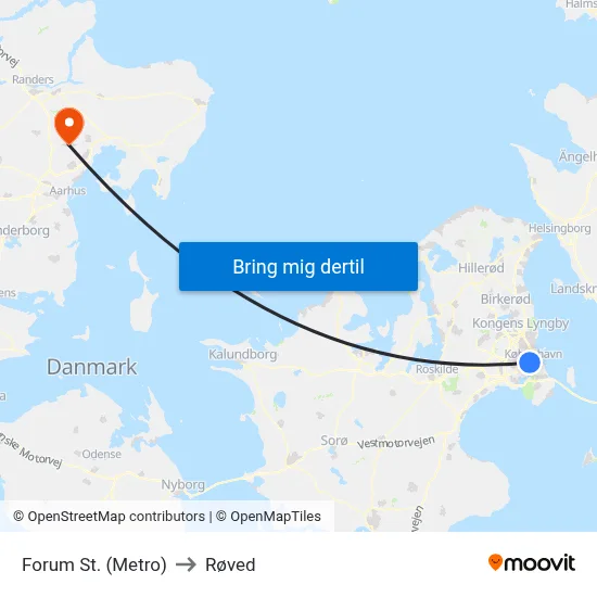 Forum St. (Metro) to Røved map
