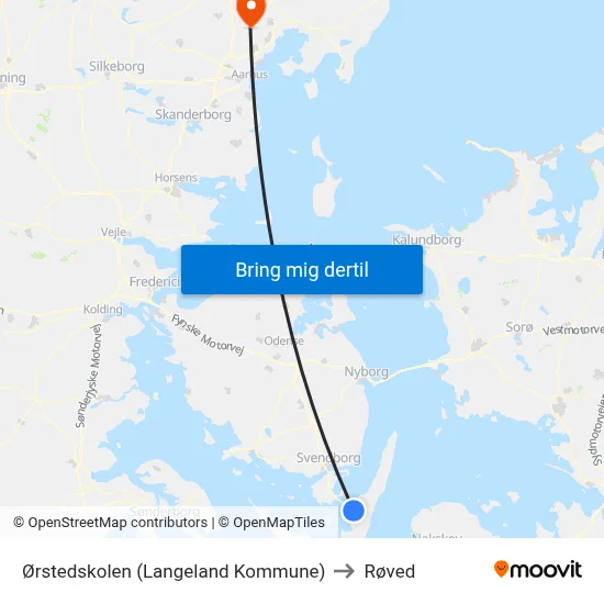 Ørstedskolen (Langeland Kommune) to Røved map