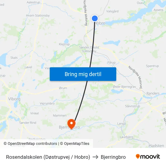 Rosendalskolen (Døstrupvej / Hobro) to Bjerringbro map