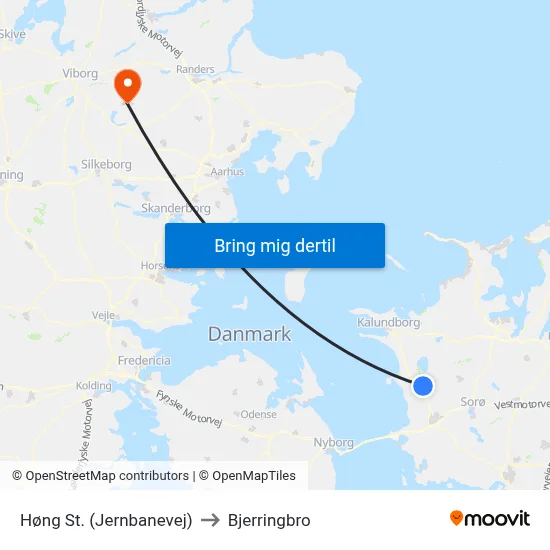 Høng St. (Jernbanevej) to Bjerringbro map
