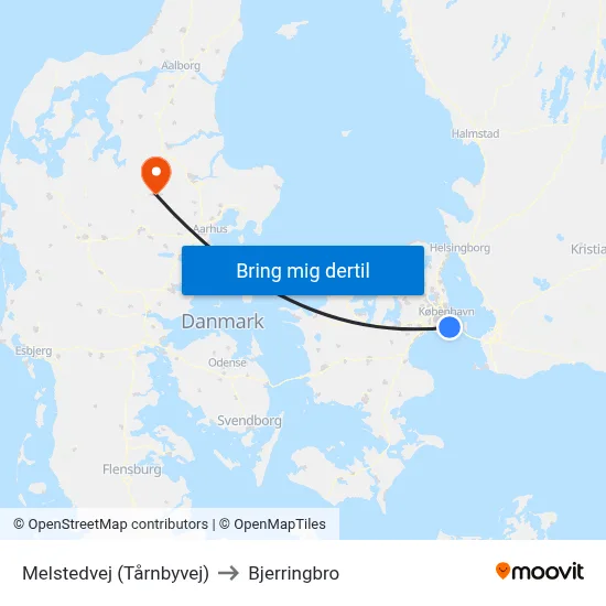 Melstedvej (Tårnbyvej) to Bjerringbro map