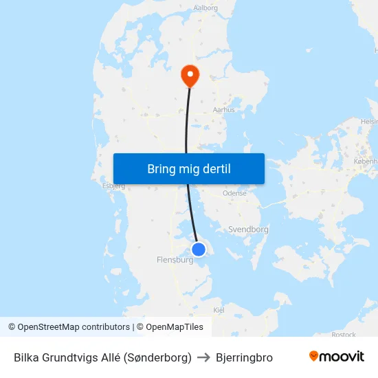 Bilka Grundtvigs Allé (Sønderborg) to Bjerringbro map