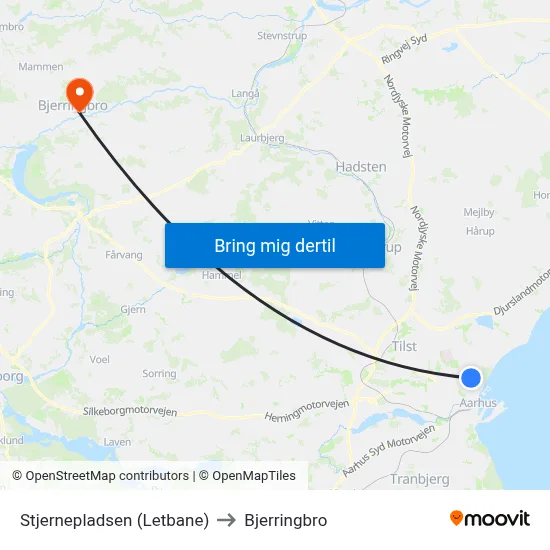 Stjernepladsen (Letbane) to Bjerringbro map