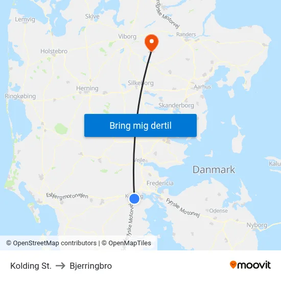 Kolding St. to Bjerringbro map