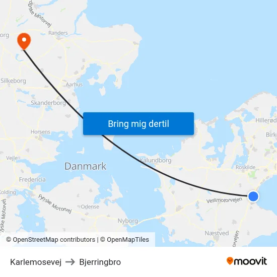 Karlemosevej to Bjerringbro map