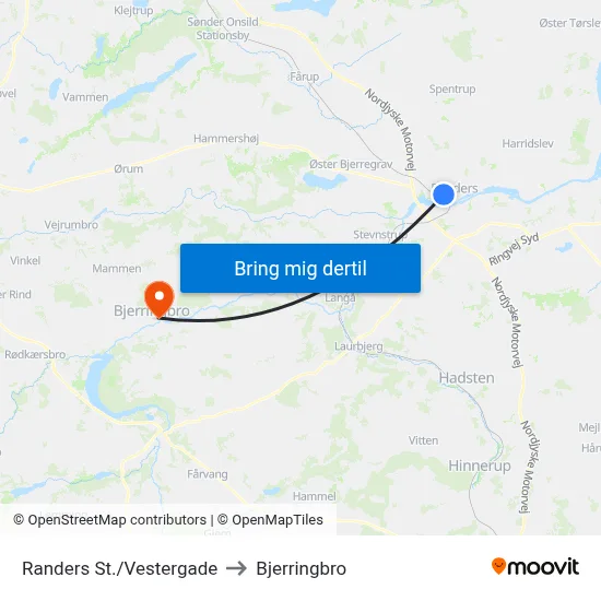 Randers St./Vestergade to Bjerringbro map