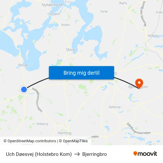Uch Døesvej (Holstebro Kom) to Bjerringbro map