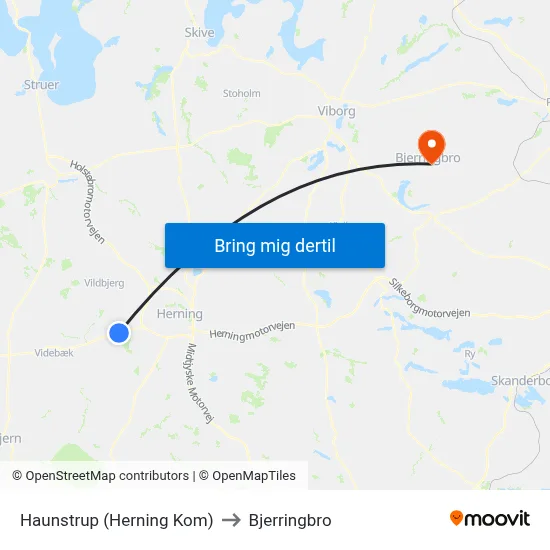 Haunstrup (Herning Kom) to Bjerringbro map
