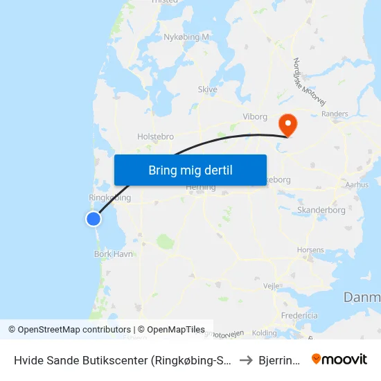 Hvide Sande Butikscenter (Ringkøbing-Skjern Kom) to Bjerringbro map