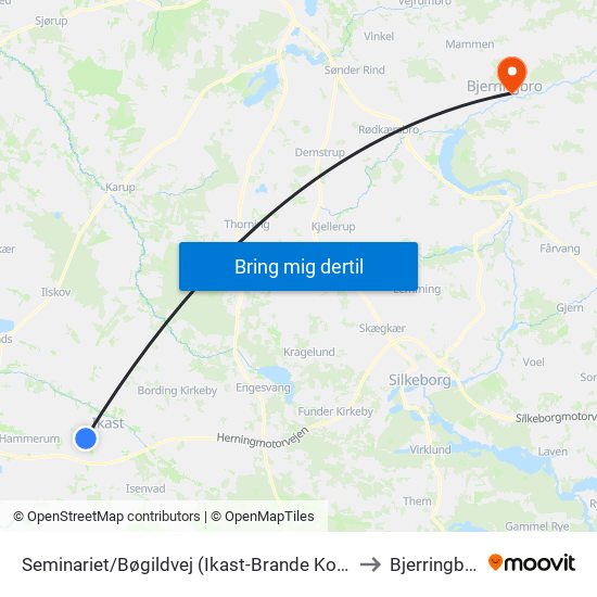 Seminariet/Bøgildvej (Ikast-Brande Kom) to Bjerringbro map