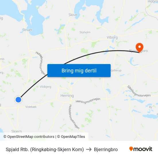Spjald Rtb. (Ringkøbing-Skjern Kom) to Bjerringbro map