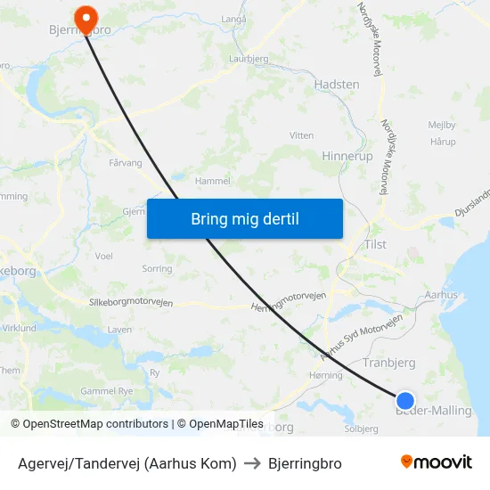 Agervej/Tandervej (Aarhus Kom) to Bjerringbro map