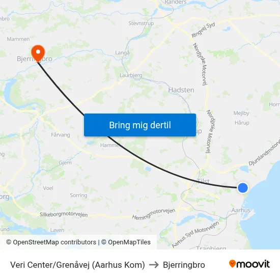 Veri Center/Grenåvej (Aarhus Kom) to Bjerringbro map