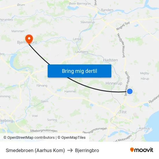 Smedebroen (Aarhus Kom) to Bjerringbro map