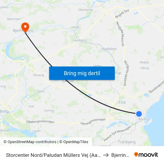 Storcenter Nord/Paludan Müllers Vej (Aarhus Kom) to Bjerringbro map