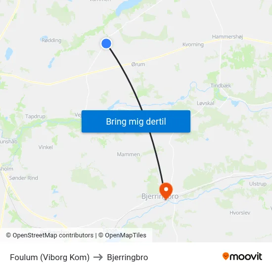Foulum (Viborg Kom) to Bjerringbro map