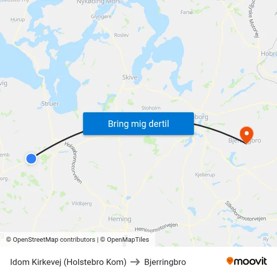 Idom Kirkevej (Holstebro Kom) to Bjerringbro map