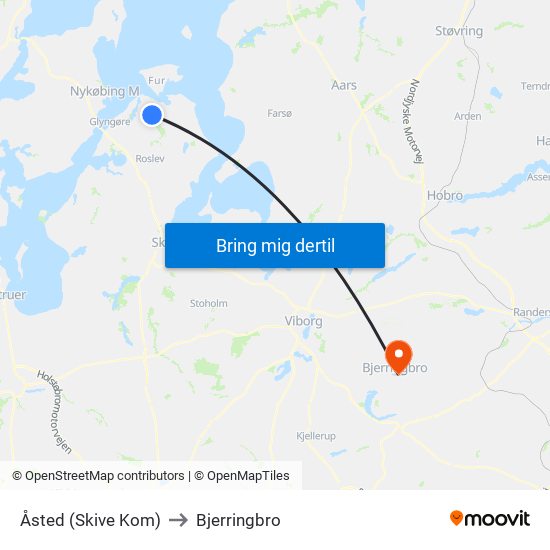 Åsted (Skive Kom) to Bjerringbro map