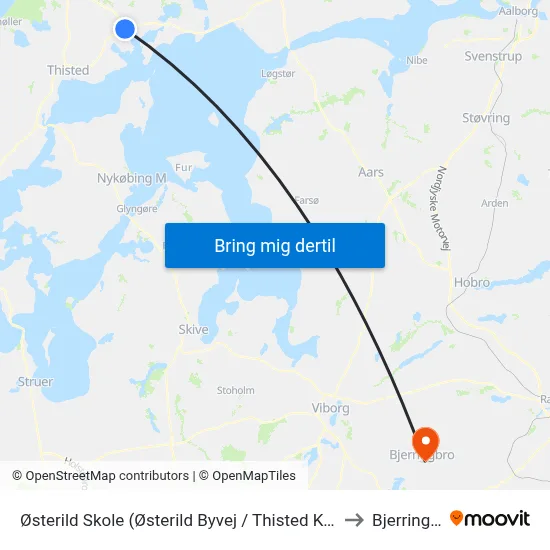 Østerild Skole (Østerild Byvej / Thisted Kommune) to Bjerringbro map