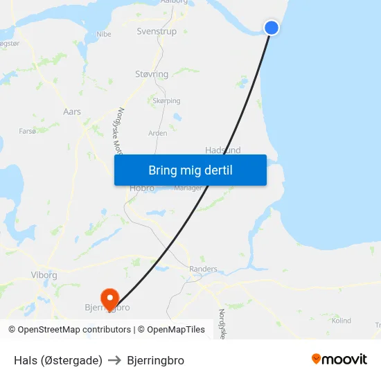 Hals (Østergade) to Bjerringbro map