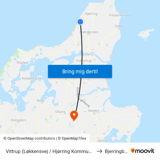 Vittrup (Løkkensvej / Hjørring Kommune) to Bjerringbro map