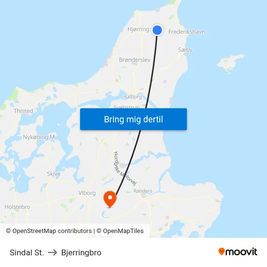 Sindal St. to Bjerringbro map