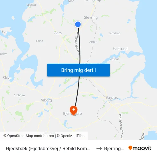 Hjedsbæk (Hjedsbækvej / Rebild Kommune) to Bjerringbro map