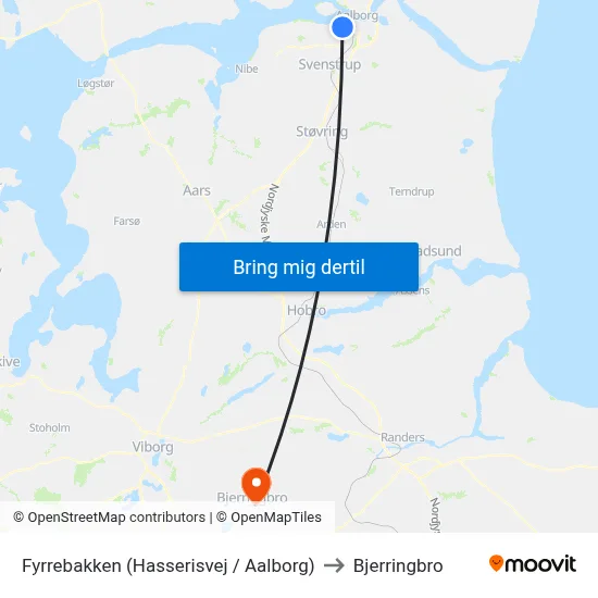 Fyrrebakken (Hasserisvej / Aalborg) to Bjerringbro map