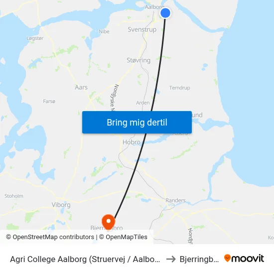 Agri College Aalborg (Struervej / Aalborg) to Bjerringbro map