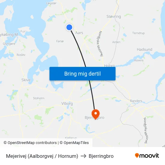 Mejerivej  (Aalborgvej / Hornum) to Bjerringbro map