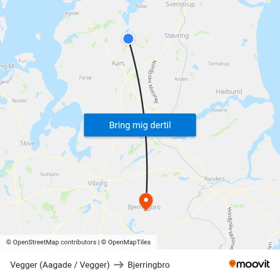 Vegger (Aagade / Vegger) to Bjerringbro map